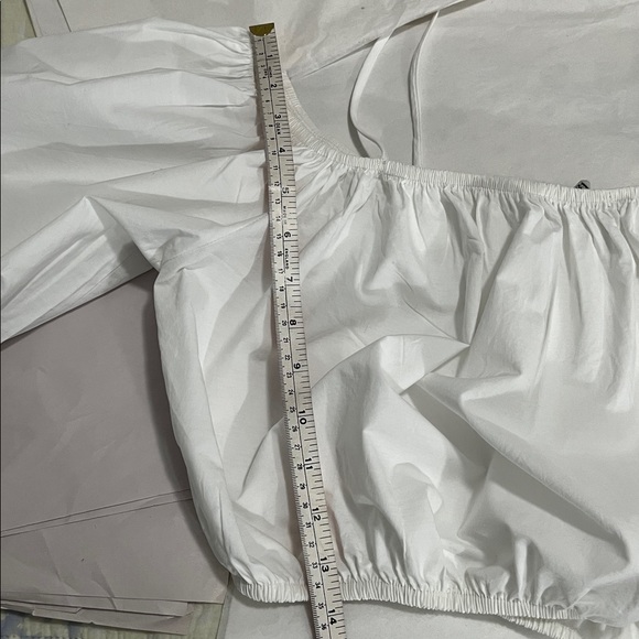 ZARA OFF THE SHOULDER TOP WITH BALLOON SLEEVES IN WHITE SZ M - Picture 11 of 12